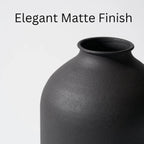 Large Black Vase for Flowers Decor Living Room - 8.6in Tall, Matte Black Arlo Vase for Dining Coffee Table Centerpieces, Wabi Sabi Decor, Big Decorative Modern