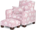 Toddler Personalized Armchair, Kids Upholstered Rocking Chair with Personalization, Toddler Chair with Personalized Name, Comfy Child Armchair, (Pink Elephants Print, Legs)
