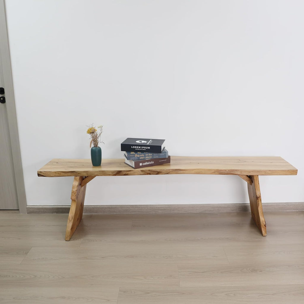 Elm Wood Dining Bench Bedroom BenchesIn Footrest Stool Accent Bench for Entryway Dining Room Living Room Bedroom End of Bed Long 47.6IN