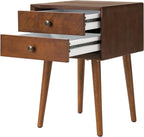 KEIKI Mid Century Modern Night Stand, Space Saving Nigtstand with 2 Big Drawers, Bedroom Bedside Coffee Table for Drink, Sofa Bed Side Desk Tables for Apartment Living Room, Easy Assembly, Walnut