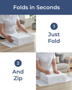 2 Pack Sheet Organizers - Foldable Storage Sheets Set Organizer for Linen Closet - King & Queen Size - Folder Keeper with Window XL - Blanket, Duvet & Pillowcases Dustproof Bedding Container - White