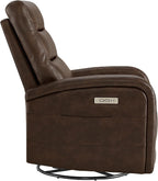 KISLOT Power Swivel Recliner Chair, Faux Leather Recliner 270° Rotation Modern Nursery Glider, Ergonomic Armrest & Side Storage Pocket, Comfortable Armchair for Living Room Bedroom & Nursery
