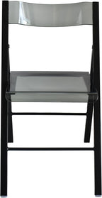 LeisureMod Transparent Acrylic Folding Chair Black Frame, Lightweight Iron Chrome Base, Comfortable Clear Desk Chair, No Assembly Needed (Set of 2) in Solid Black