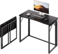 JOYMOOP Black 31.5" Folding Desk, No Assembly Small Foldable Desk for Home, Office, Wooden Top Folding Computer Desk for Working, Writing, Studying