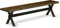 East West Furniture XB677 X-Style Modern Dining Bench with Wood Seat, 72x15x18 Inch, Multi-Color