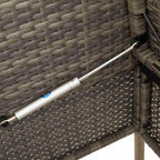 Gray Poly Rattan Patio Storage Bench with Cushions, PE Rattan Outdoor Seating with Waterproof Bag and Gas Spring