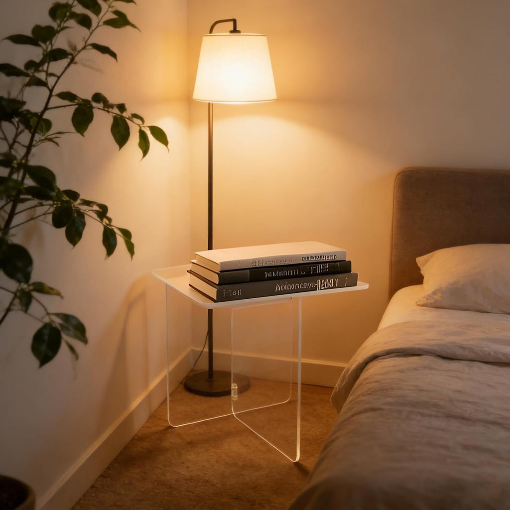 Acrylic Side Table,Clear Nightstand End Table Modern Bedside Table for Living Room Bedroom,Small Spaces (Clear)