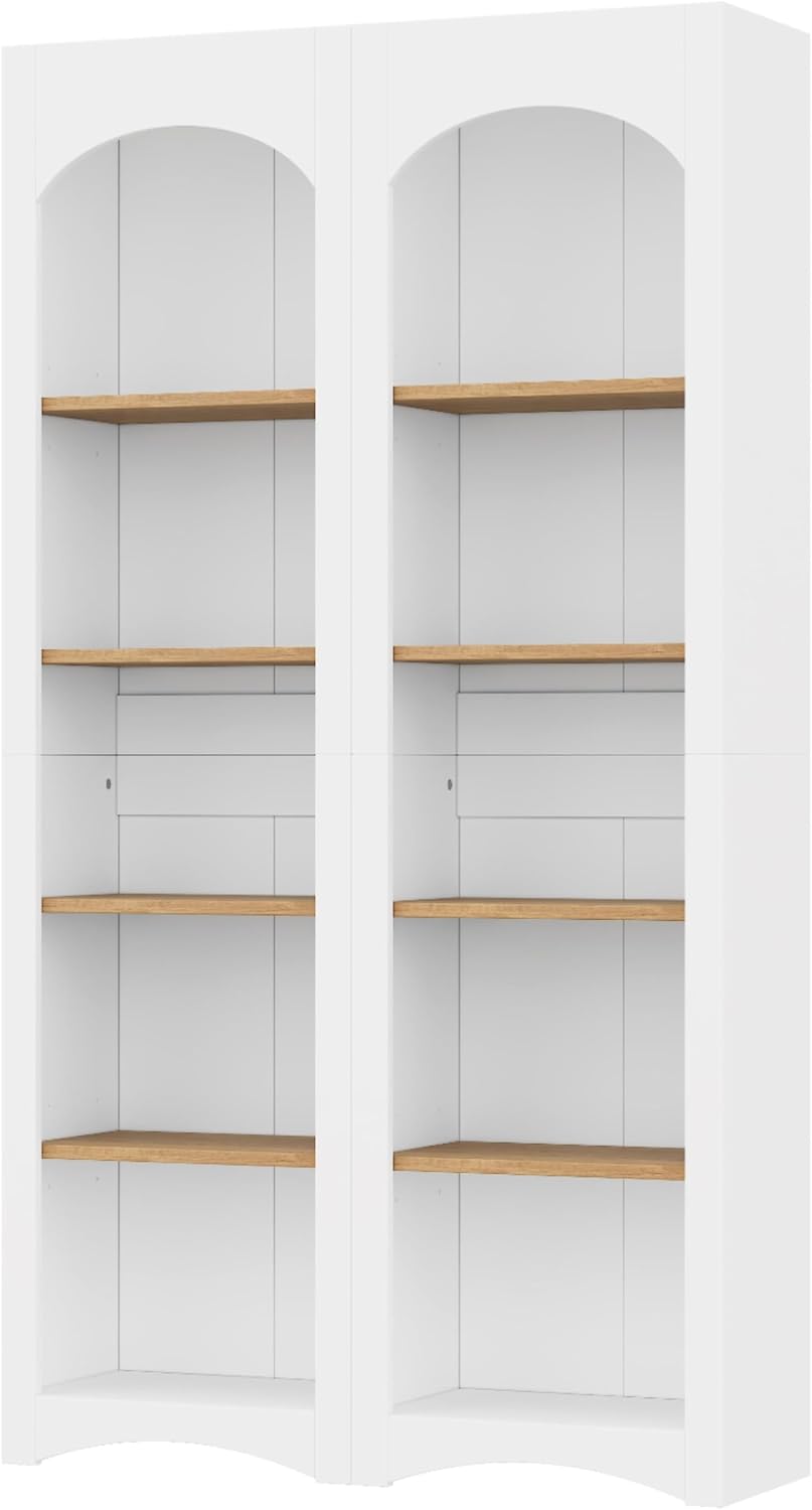 39.3" D*12.4" W*72" H Corner Freestanding Kitchen Pantry Set of 2 with 4 Shelves, Modern Minimalist, Rectangular Storage Cabinet, for Living Room, Dining Room, White