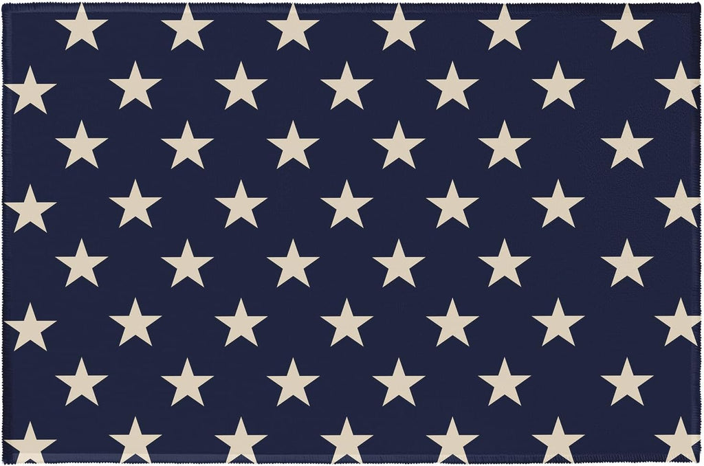 Patriotic Star Doormat Blue 4th of July Memorial Day Independence Day Decorative Front Door Mat Decor Neutral Farmhouse Floor Mats for Entryway Indoor Outdoor Outside Entrance, 32x20 Inch