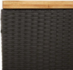 Poly Rattan Storage Box with Acacia Wood Top, Patio Storage Box Black 43.3"x21.7"x24.8", Garden Bench Seat with Waterproof Bag