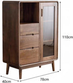 Sideboard Buffet Cabinet Black Walnut Sideboard Wine Cabinet Dining Side Glass Door Storage Furniture Living Room Entrance Decoration