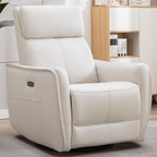CANMOV Power Recliner Swivel Glider, Electric Swivel Rocker Recliners, Leatheraire Chair, Nursery Rocking Recliner Chair Reclining Sofa for Living Room, USB&Type-C Port, Cream White
