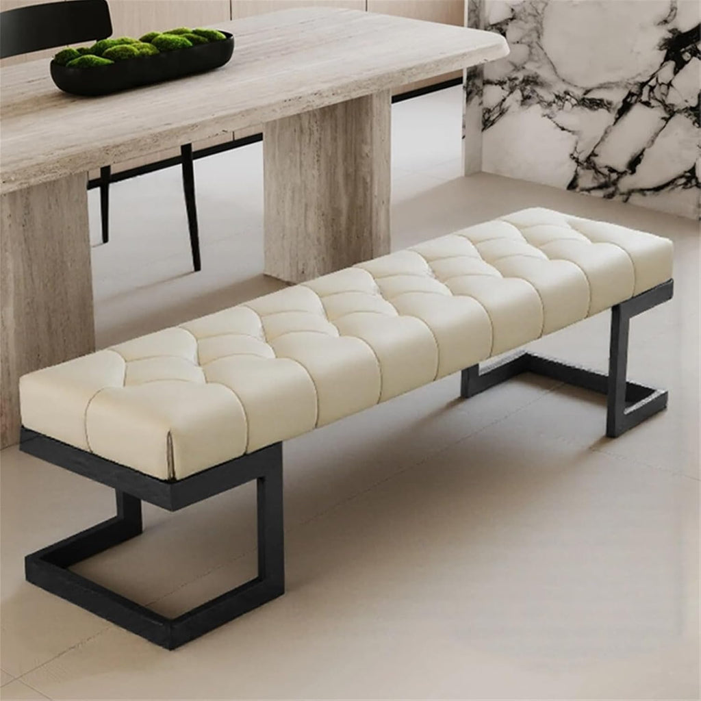 Modern Leather Bed end Bench Bedroom Dressing Room Leisure Entryway(Large)