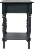 Decor Therapy Jane Nightstand Side Table with a Drawer, Shelf, Traditional Design, Navy 17" D x 14" W x 26" H