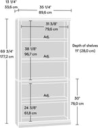 5-Shelf Bookcase with Storage, Classic Cherry Finish Wood Bookshelf for Living Room, Office, or Bedroom