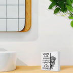 Funny Highland Cow Bathroom Decor Wooden Box Sign, Gifts for Highland Cow Lovers,Farmhouse Animal Wood Block Plaque Signs for Bathroom Toilet Restroom Desk Table Shelf Decor, 5x5 Inch