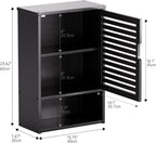 HITNET Bathroom Storage Cabinet Wall Mounted, Hanging Medicine Cabinet with Adjustable Shelf, Over the Toilet Space Saver Organizer, Black Bamboo Kitchen Cupboard, Single Door
