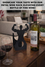 Handsome Men's Wine Bottle Holder, Single Bottle Tabletop Display Rack, Stylish Black Metal Wine Bottle Storage Rack, Suitable for Home Bars and Kitchens, and Also Makes a Great Gift.