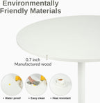 31.5 Inch Dining Table Round Bar Table for 2-4 with Enlarged Pedestal Base, Modern Mid Century Round Top Kitchen Table for Kitchen Living Room Cafe Small Spaces, White