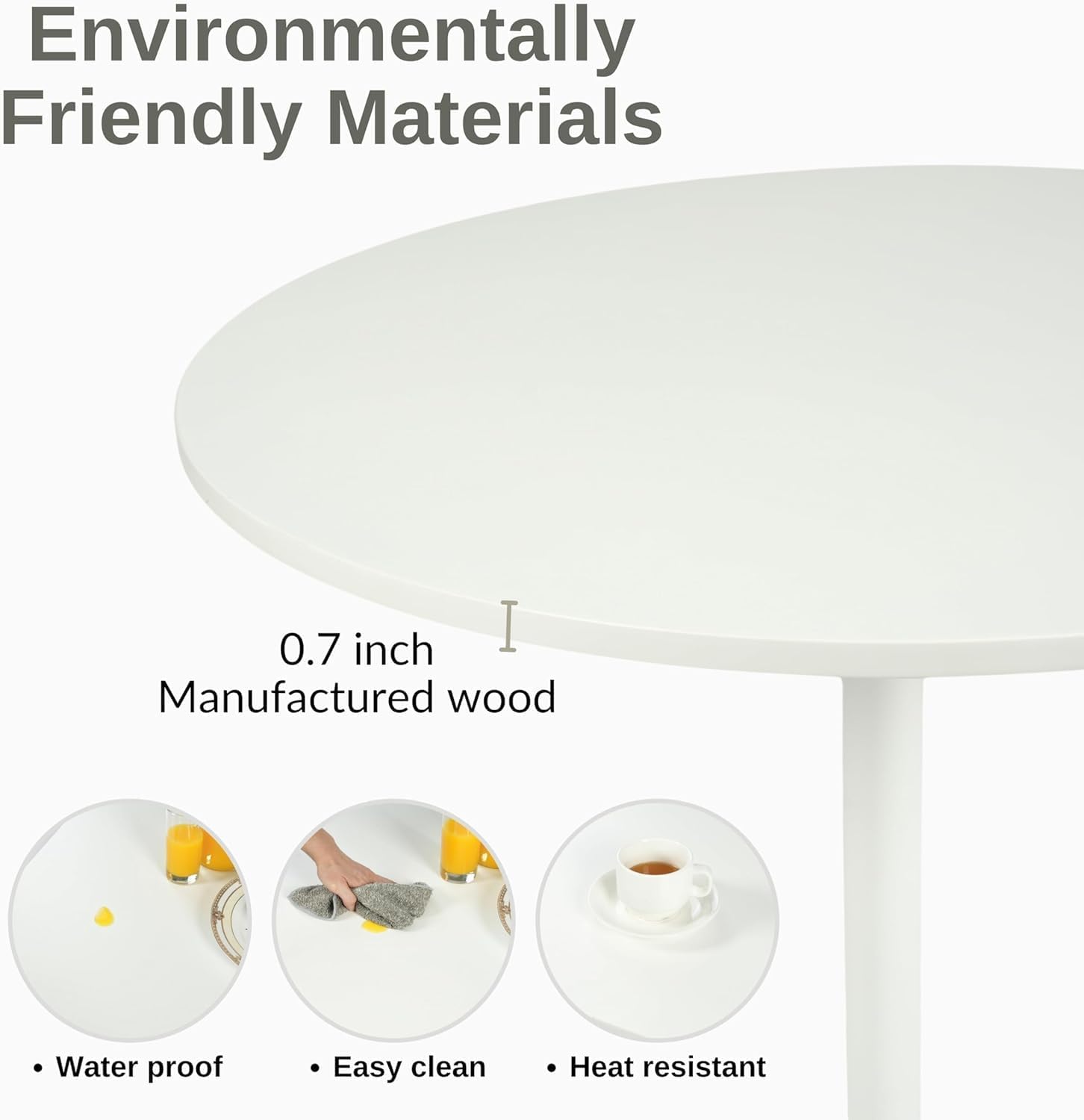 31.5 Inch Dining Table Round Bar Table for 2-4 with Enlarged Pedestal Base, Modern Mid Century Round Top Kitchen Table for Kitchen Living Room Cafe Small Spaces, White