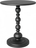 Black Metal End Table, Small Round Side Table | Vintage Matte Black Pedestal, For Living Room, Bedroom, Sofa, For Patio & Bar, Nightstand