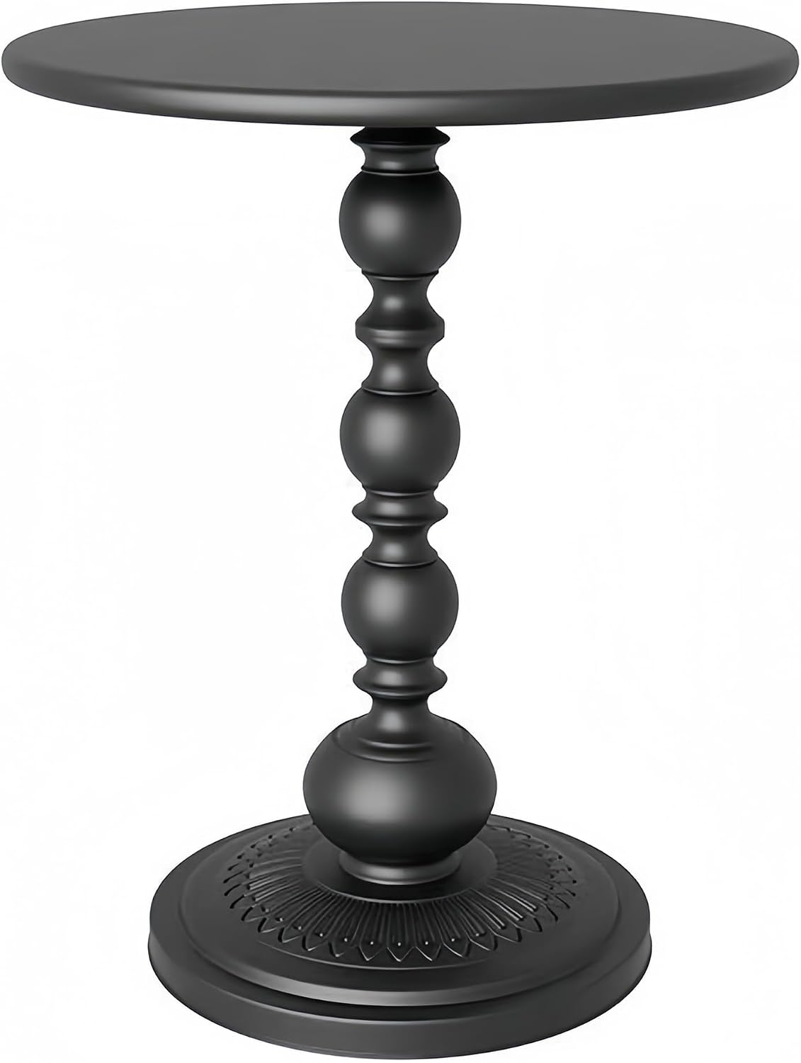 Black Metal End Table, Small Round Side Table | Vintage Matte Black Pedestal, For Living Room, Bedroom, Sofa, For Patio & Bar, Nightstand