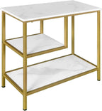 AT-VALY 3-Tier End Table,Nightstand for Living Room, Bedroom, Office, Bathroom (Gold)