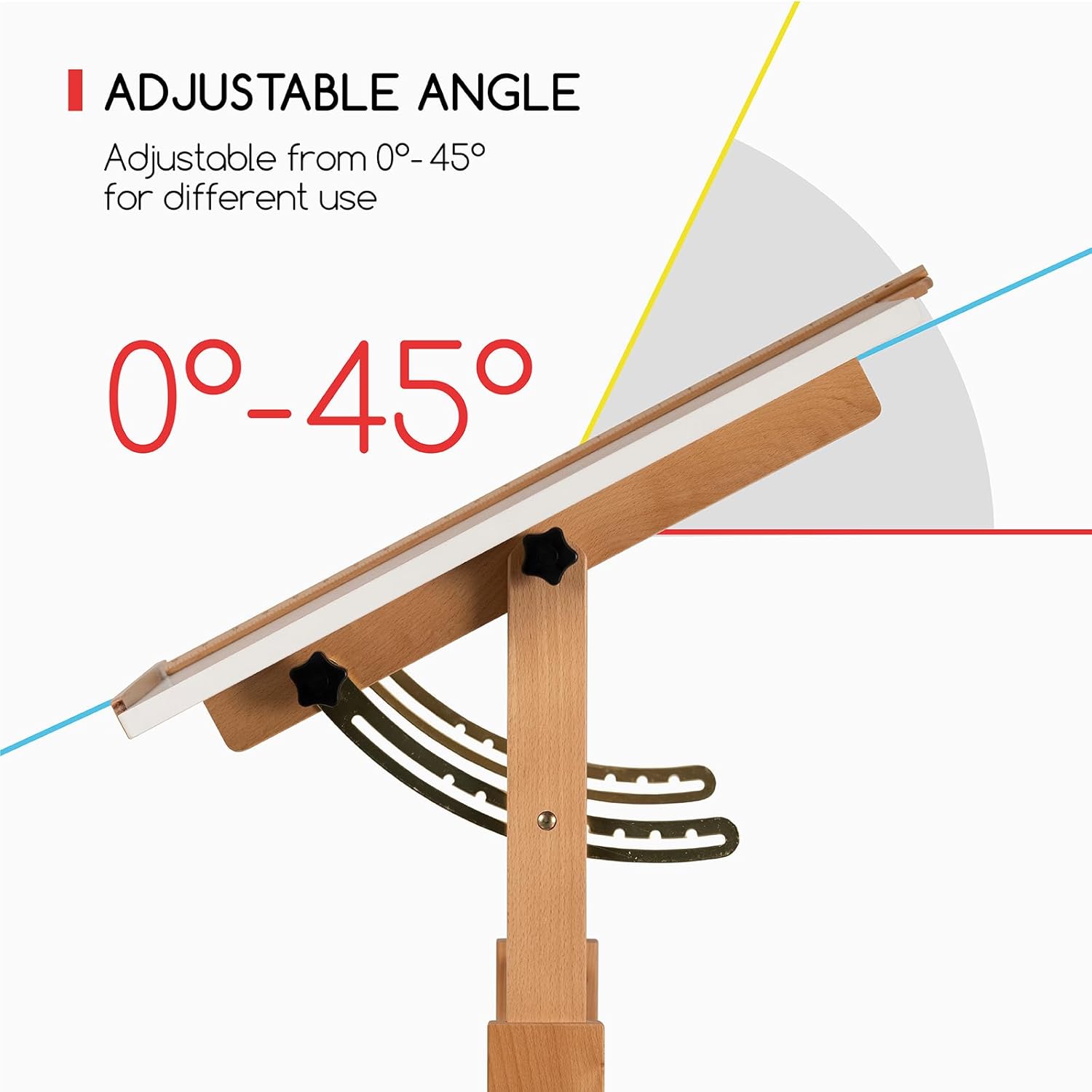 MEEDEN White Adjustable Drafting Table: 35.5" x 23.5" Art Drawing Desk with Height Adjustment - Solid Beech Wood Craft Painting Table - Large Tilting Table for Adults Artists Writing Working
