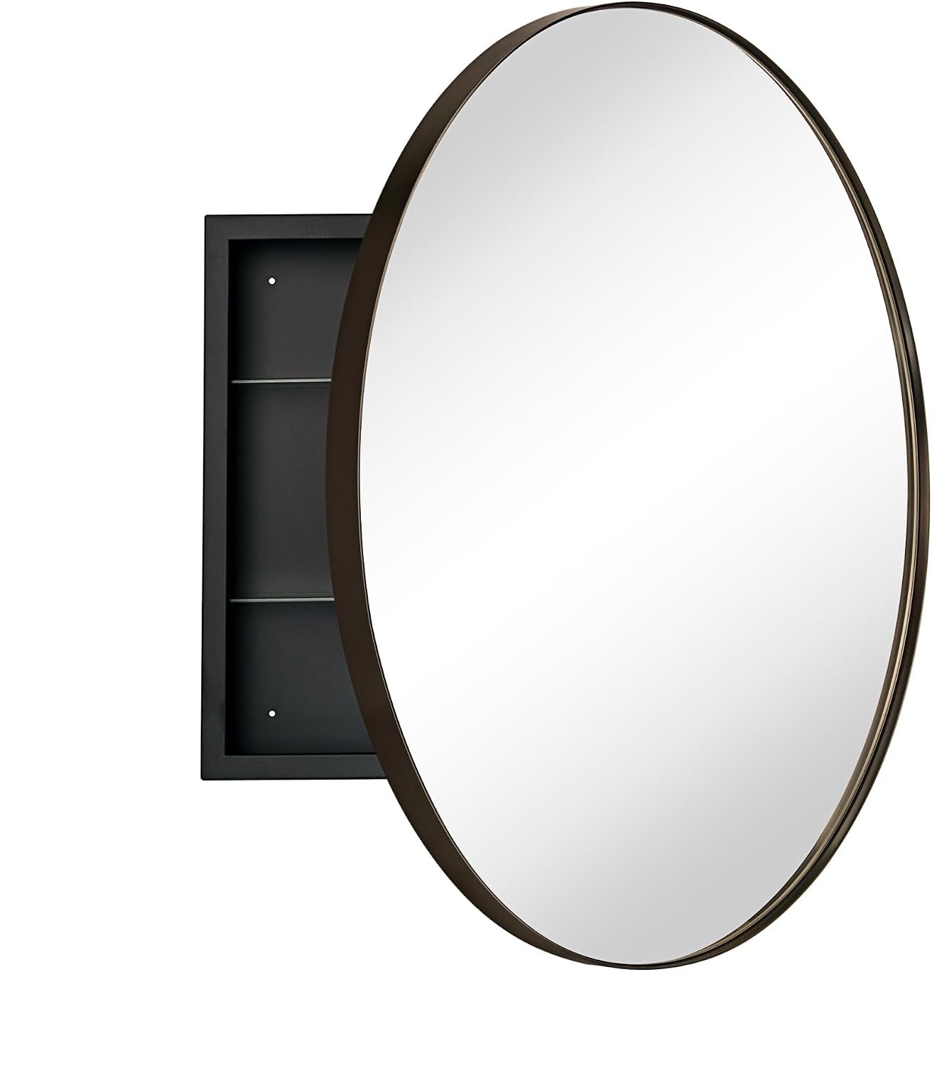 Surface Mount Oil Rubbed Bronze Round CircleBathroom Medicine Cabinet with Mirror Circlular Shaped Stainless Steel Metal Framed Medicine Cabinets Bathroom Cabinet with Mirror 24'' Diameter