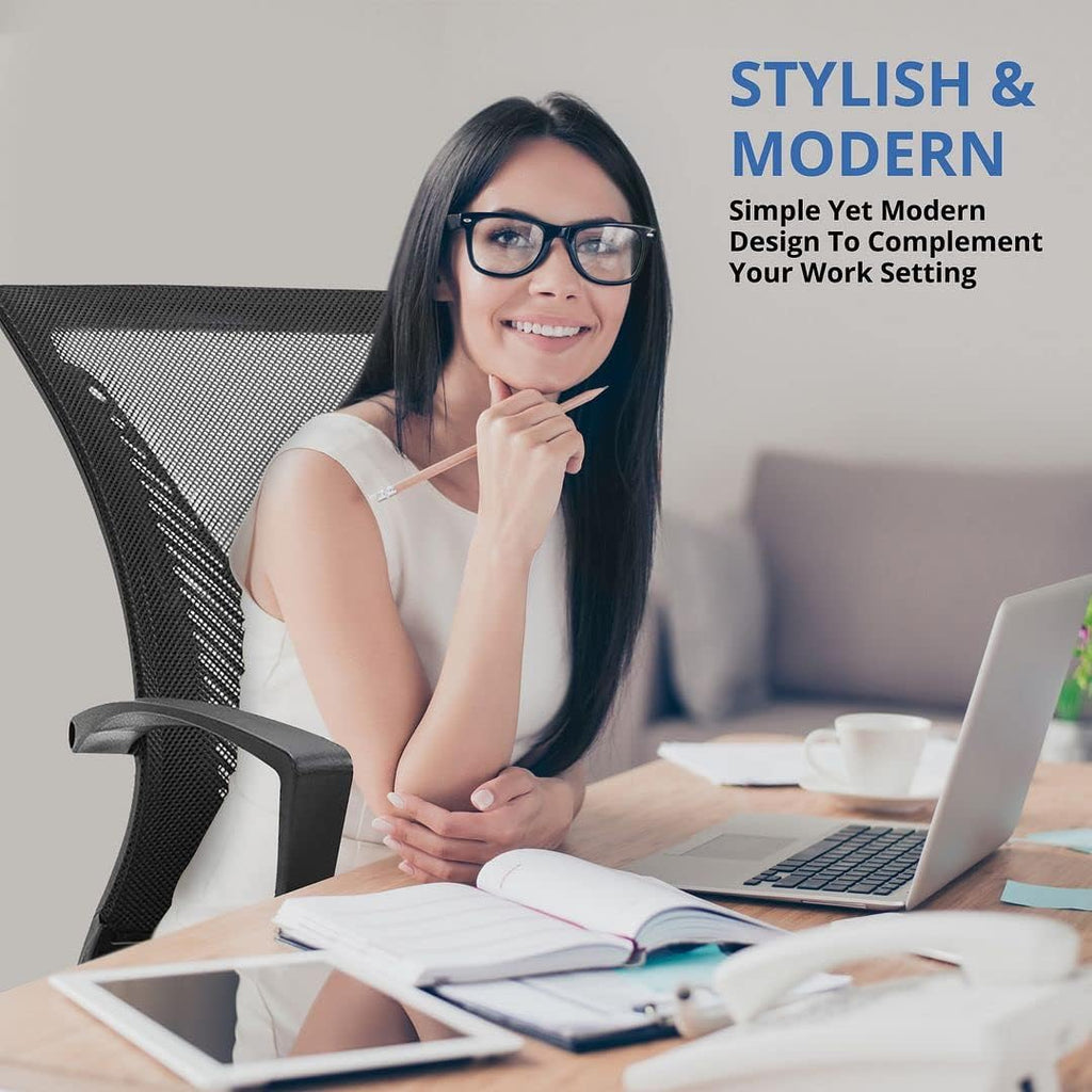Halter Desk Chair - Black Gaming Mesh Chair - Adjustable and Comfortable Ergonomic Chair with Armrests and Wing Lumbar Support - Ideal Gaming or Home Office Chair