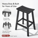 Stoog All-Weather Bar Stools Set of 2, 28" Outdoor Barstools with 400 lbs Capacity, Low Maintenance HIPS Patio Furniture for Kitchen Counter, Deck & Garden, Black