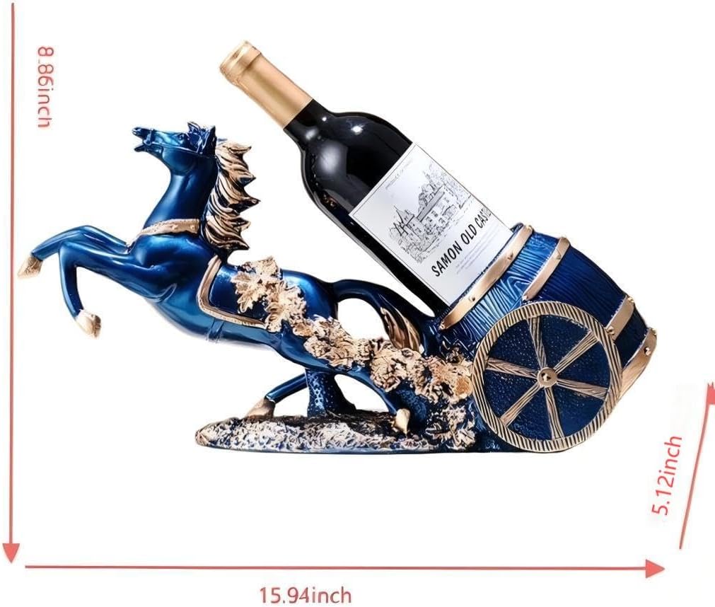 Horse Sculpture Resin Wine Bottle Holder - Tabletop Kitchen Decor, Decorative Storage Organizer for Home Bar Cellar, Unique Gift for Men Women Housewarming, Holds 1 Standard Bottle (C)