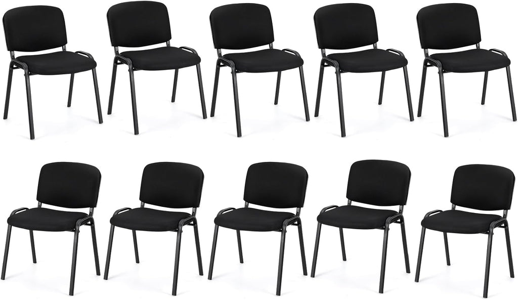 COSTWAY Guest Reception Chairs Set of 10, Stackable Conference Chairs with Upholstered Seat & Ergonomic Back, Waiting Room Chairs for Office, Reception Room, Conference Room, Events