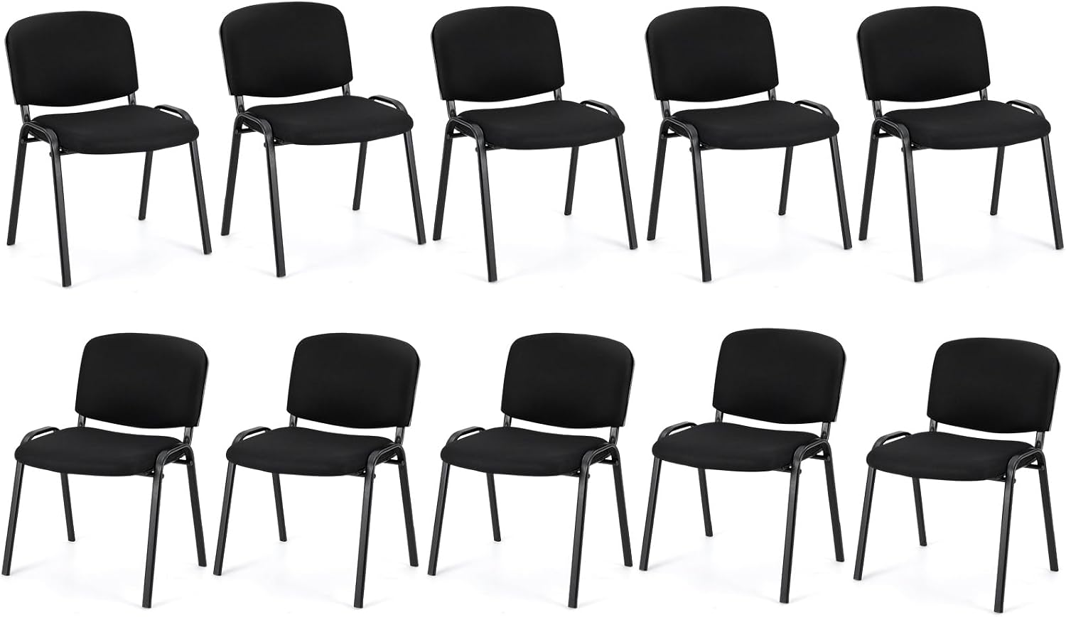 COSTWAY Guest Reception Chairs Set of 10, Stackable Conference Chairs with Upholstered Seat & Ergonomic Back, Waiting Room Chairs for Office, Reception Room, Conference Room, Events