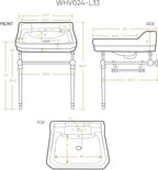 Whitehaus Collection WHV024-L33-3H-C Victorian Style Bath Console Sink with Interchangeable Towel Bar and Backsplash