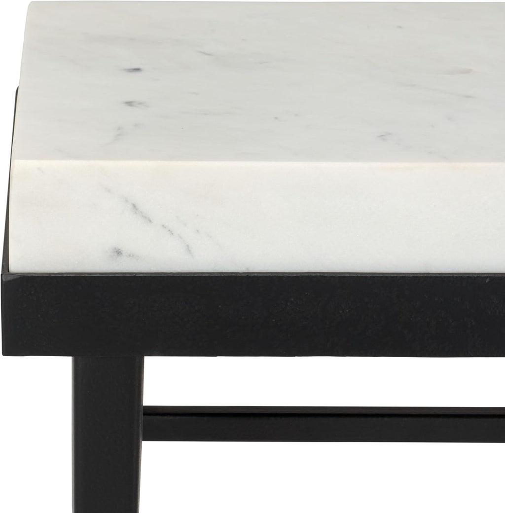 SAFAVIEH Home Collection - Eldin Side Table, Cream Marble Top with Black Metal Legs, Fully Assembled (ACC3746A)