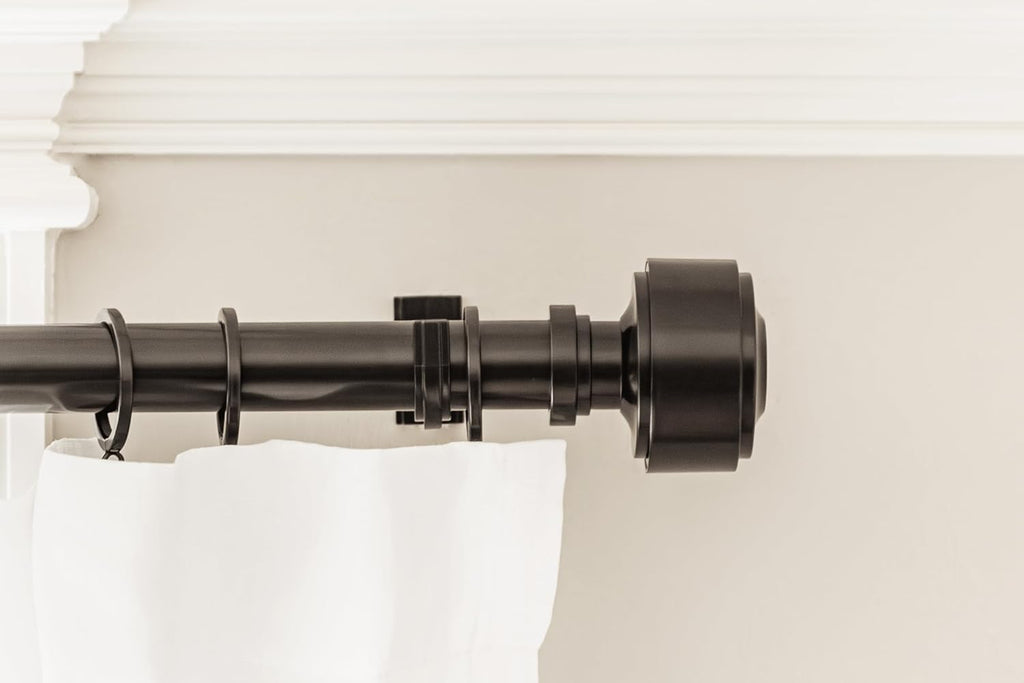 BLASTHOME® Luxury Layers Knob Finials – Fits Only Signature Collection Curtain Rods (Rod Not Included) - Premium Quality, Heavy Metal – Set of Two – Tuxedo Black