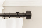 BLASTHOME® Luxury Layers Knob Finials – Fits Only Signature Collection Curtain Rods (Rod Not Included) - Premium Quality, Heavy Metal – Set of Two – Tuxedo Black