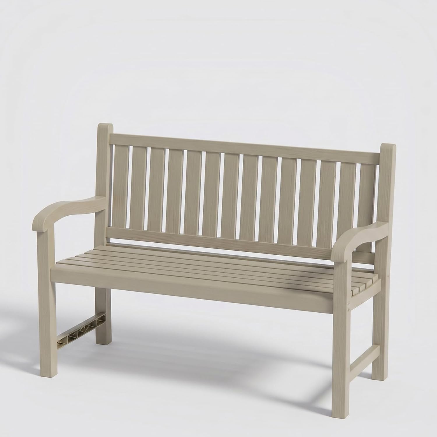 ROJIK Outdoor Bench Resin Patio Chairs Waterproof 2-Person Slatted Chairs with Sturdy Frame, Comfortable Seating for Garden Backyard Porch and Park(Grey)