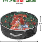 Propik Christmas Wreath Storage Bag 36" - Garland Holiday Container with Clear Window - Tear Resistant Fabric - 2 Pack (36 Inch, Black)