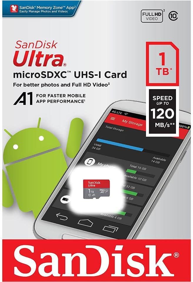 SanDisk Ultra 1TB Micro SD Card Works with Nintendo Switch & Nintendo Switch Lite Console (SDSQUA4-1T00-GN6MN) UHS-1 Class 10 Bundle with (1) Everything But Stromboli SD & MicroSD Memory Card Reader