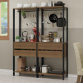 Madesa Kitchen Pantry Storage Rack with 4 Drawers 4 Shelves and 2 Hanging Rods 55" L Modular Multiuse Cabinet for Kitchen Organization - Black/Brown