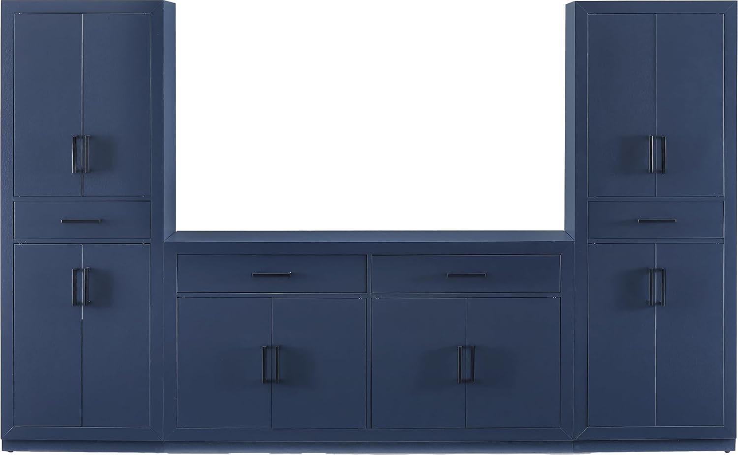 Crosley Furniture Isla 3-Piece Modern Sideboard Buffet Cabinet and Kitchen Storage Pantry Set, Navy