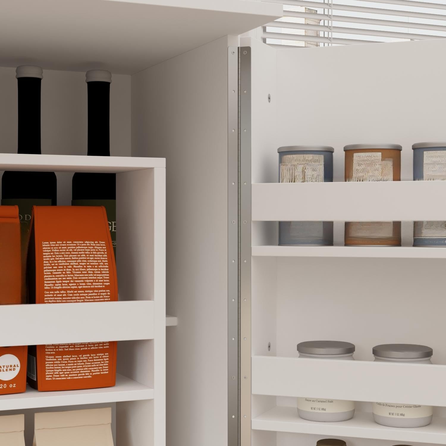 FUFU&GAGA Kitchen Pantry Cabinet Food Pantry with Door Racks & Rotating Racks, Drawers, Tall Kitchen Storage Cabinet with Shelves, Cupboard Bar Storage, White, 31.5”W x 19.7”D x 72.2”H