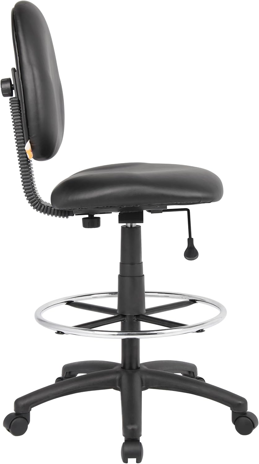 Boss Office Products Stand Up Caressoft Drafting Stool Without Arms in Black (B1690-CS)