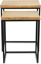 HomeRoots Set of Two 25" Black and Brown Solid Wood Nested Tables