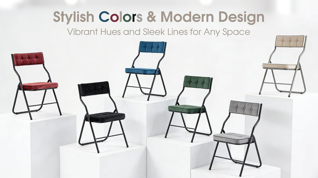 Padded Folding Chairs 4 Pack - Foldable Dining Chair with Cushion, Portable and Assembled Extra Seat for Guests Kitchen Office Wedding Party Khaki