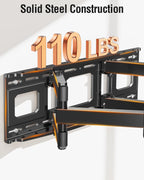 ELIVED TV Wall Mount for Most 42-82" Flat Curved TVs, Heavy Duty TV Mount with Articulating 6 Arms Hold up to 110 lbs, Full Motion Bracket Swivel, Tilt, Easy Install Fits 16" Studs, Max VESA 600x400mm