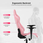 Gaming Chair, Video Game Chair, Cheap Computer Gaming Chair PU Leather High Back PC Gaming Chair Ergonomic Racing Swivel Office Desk Chair with Headrest and Lumbar Support for Adults Kids Pink