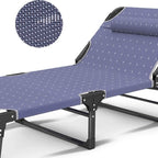 Outdoor Garden Lounge Chair Single Sunbed Household Siesta Deck Office Nap Bed Portable Camp Bed(C)